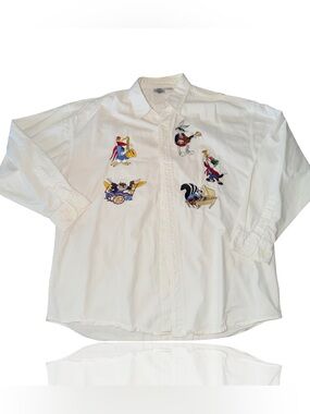 Vintage ACME Looney Tunes Bugs Bunny Button-Up Shirt Mens XL White